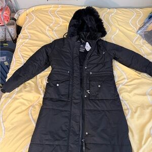 Women's Black Hooded Coat